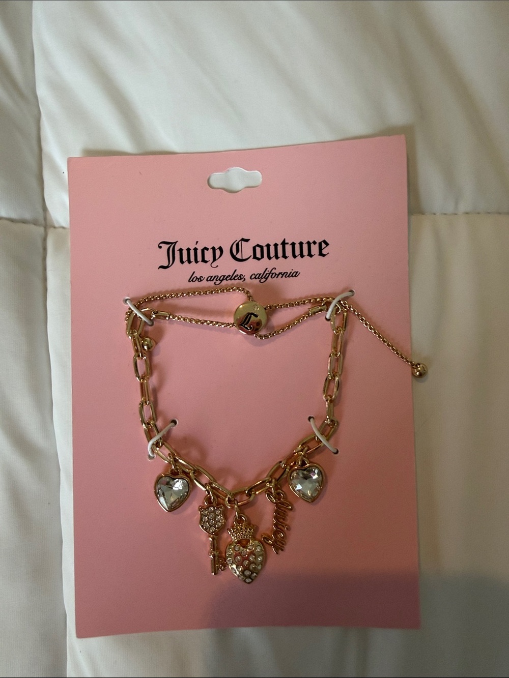 Juicy Couture Gold-Tone Heart Charm Bracelet - NWT
